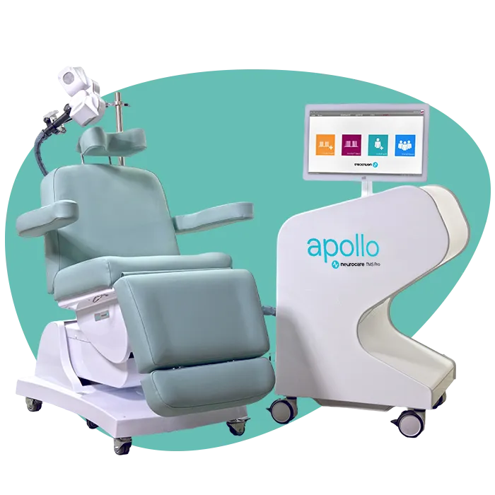 TMS therapy Apollo chair at Turnwell Mental Health of Aventura, FL